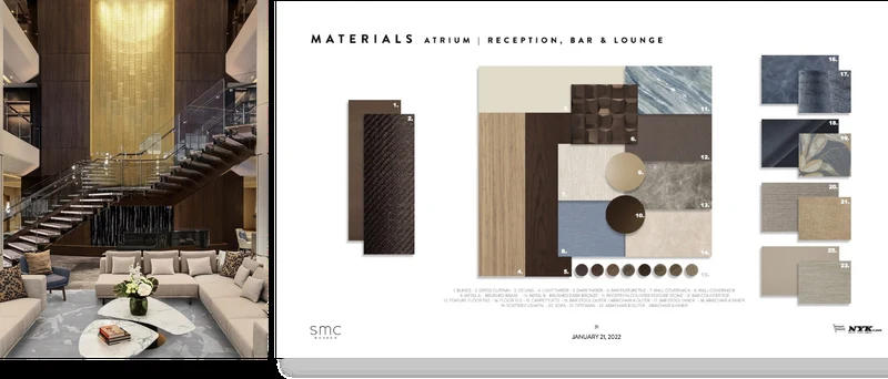 Hotel materials and furniture board